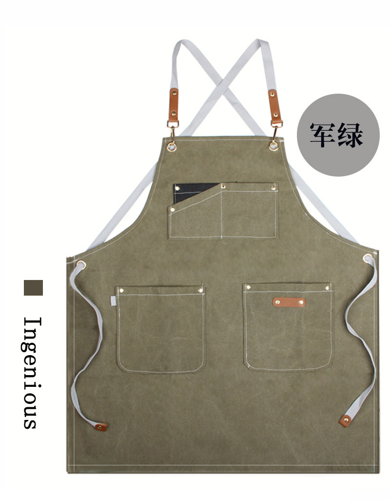 【持嘉】外贸厚帆布围裙咖啡奶茶店理发师餐厅服务员烘焙围裙详情11