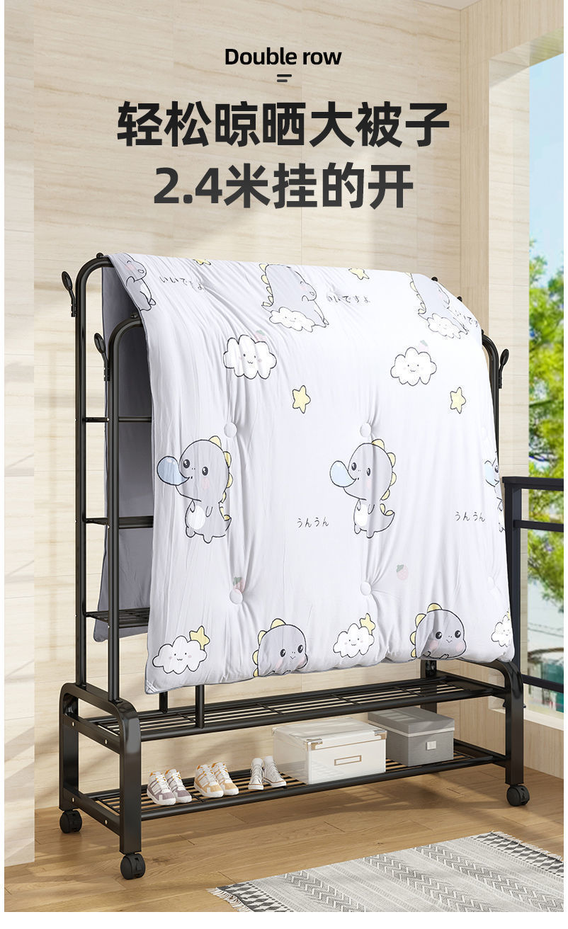 简易晾衣架落地家用卧室挂衣服架子宿舍室内阳台晒衣架折叠凉衣杆详情10