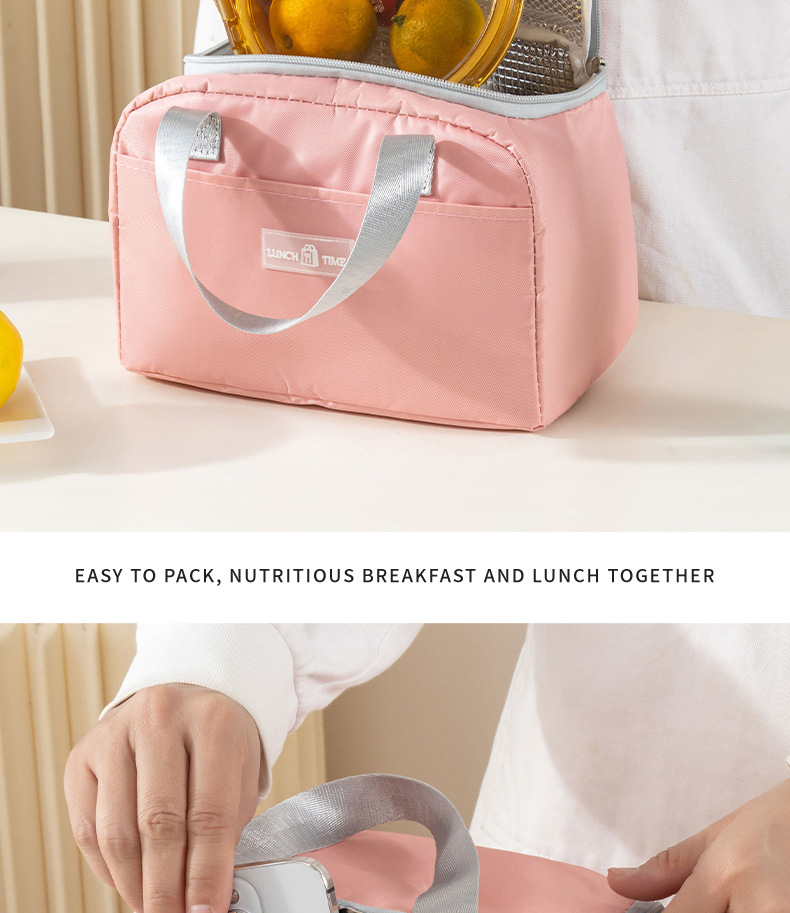 饭盒袋韩版手提儿童午餐包多功能纯色牛津布防水上班族保温袋详情4