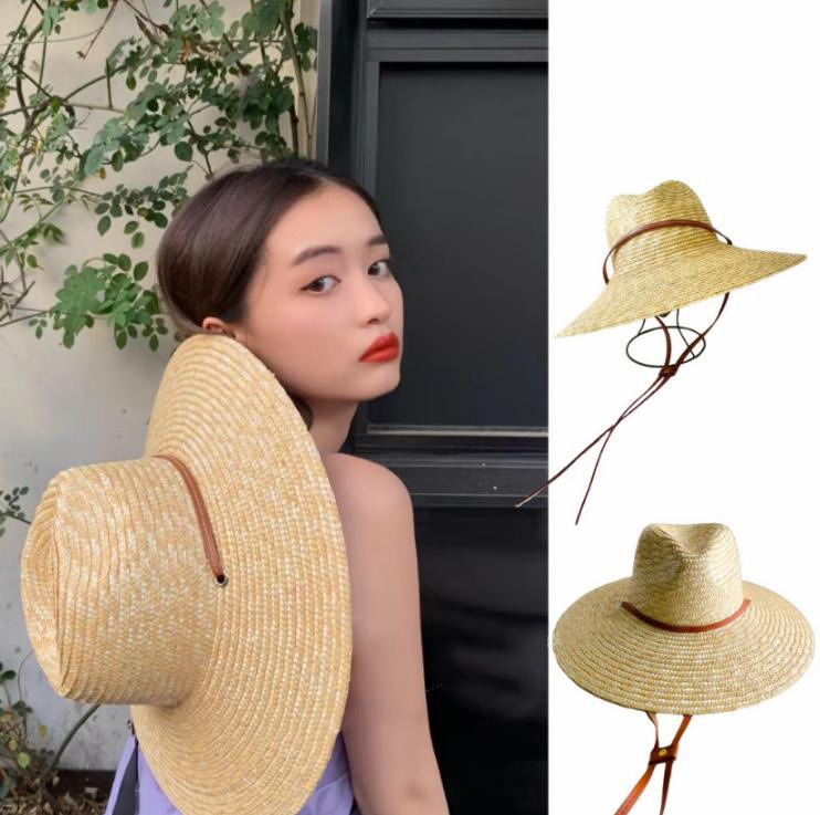 跨境爆款夏季草帽韩国绒绳巴拿马礼帽男女牛仔遮阳防晒帽子详情5
