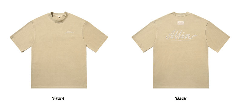 ALLIN pure cotton heavy-duty short-sleeved T-shirt for men, a summer trendy brand with three-dimensional printed letters and loose round-neck couple tops pic 54