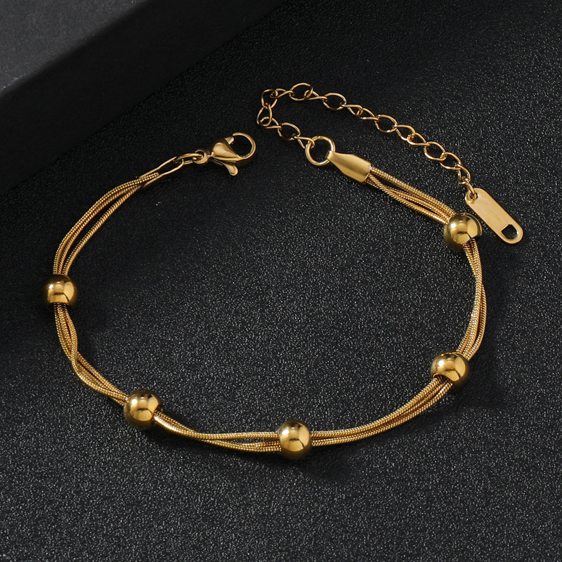 欧美热销时尚手链不掉色复古气质多层手链长城纹不锈钢饰品批发详情4