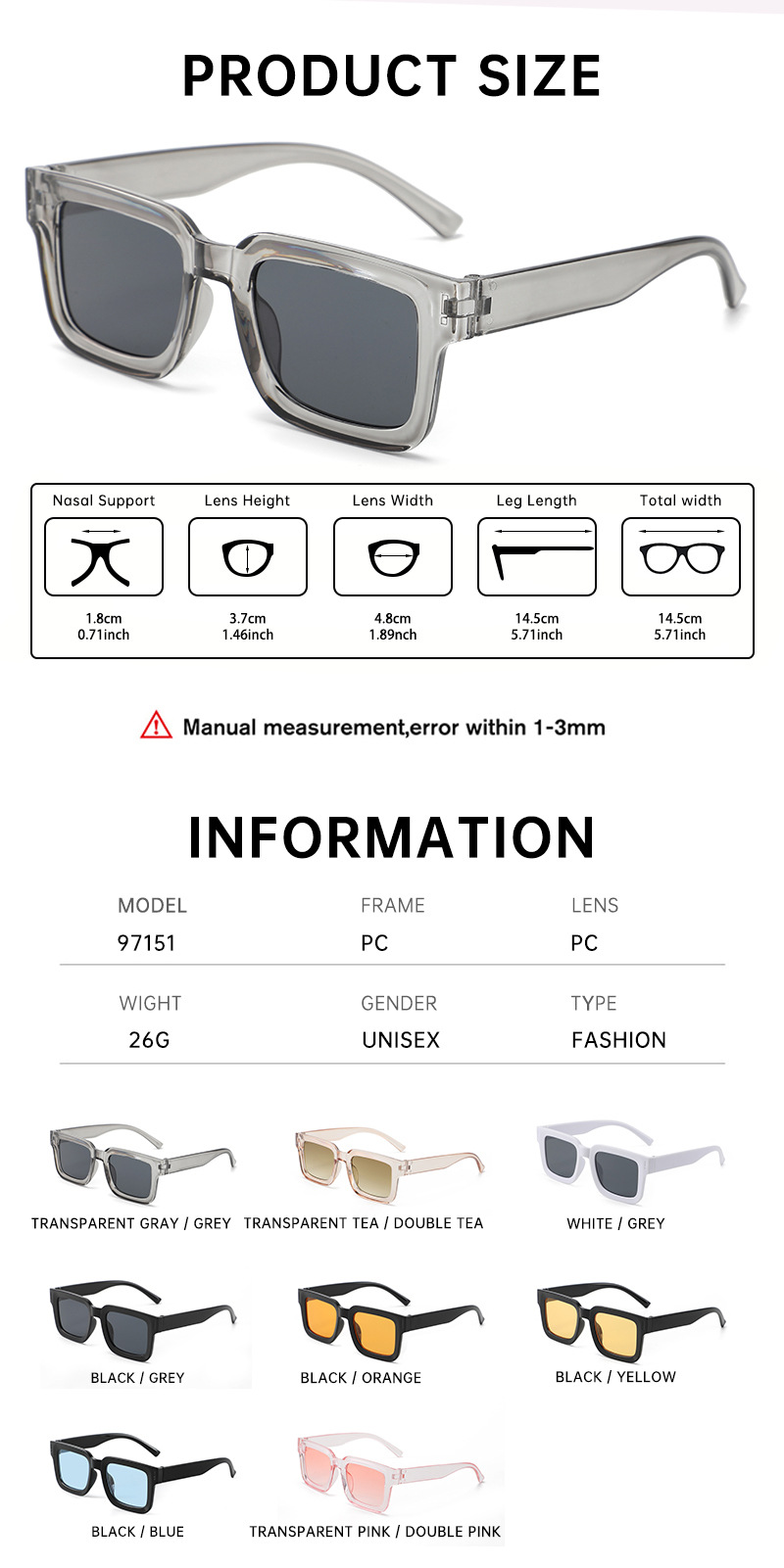 Small-framed concave-convex sunglasses, square for taking photos, UV protection, Korean-style sunglasses, trendy, natural and versatile, sunshade sunglasses pic 7