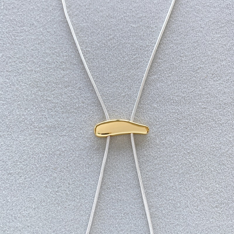 日韩ins风金属细长链条撞色卡扣可抽拉项链时尚简约小众设计颈链详情6