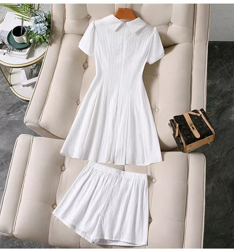 新中式白色泡泡袖衬衫连衣裙子女夏季法式气质小个子收腰甜美短裙详情16