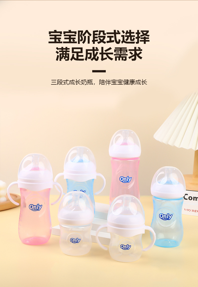 婴儿防摔PP奶瓶宽口径1-3岁食品级硅胶详情4