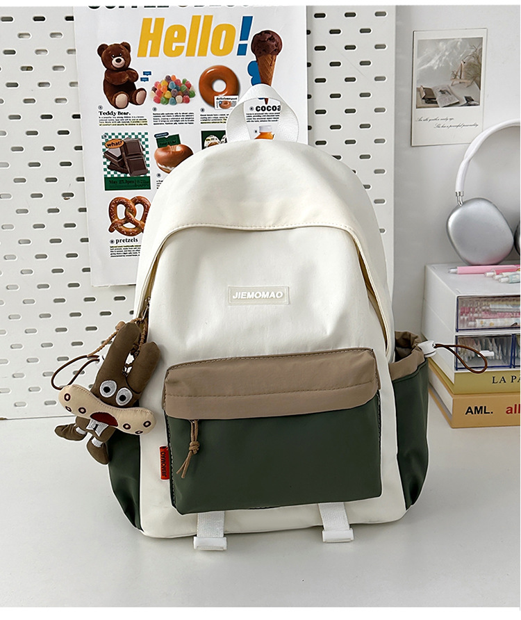 跨境新款学院风百搭双肩包初高中学生上课书包撞色洋气轻便双背包详情37