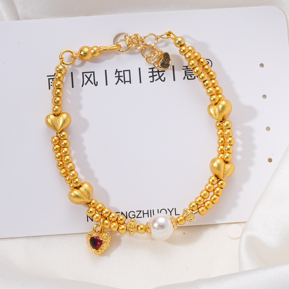 Ancient Vietnamese sand gold accessories, high color retention, beaded peach with zirconium pendant, bracelet, necklace, extension chain diy accessories pic 16