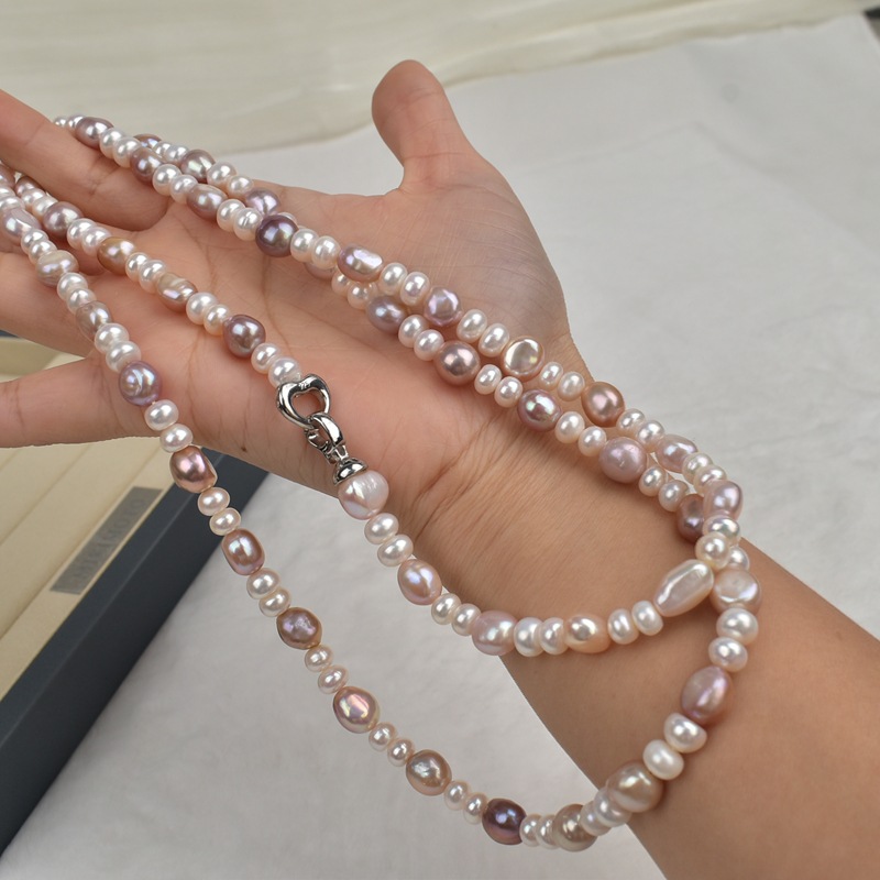2025 New French Baroque irregular pearl necklace for women, a high-end natural freshwater pearl double-layer sweater chain pic 8
