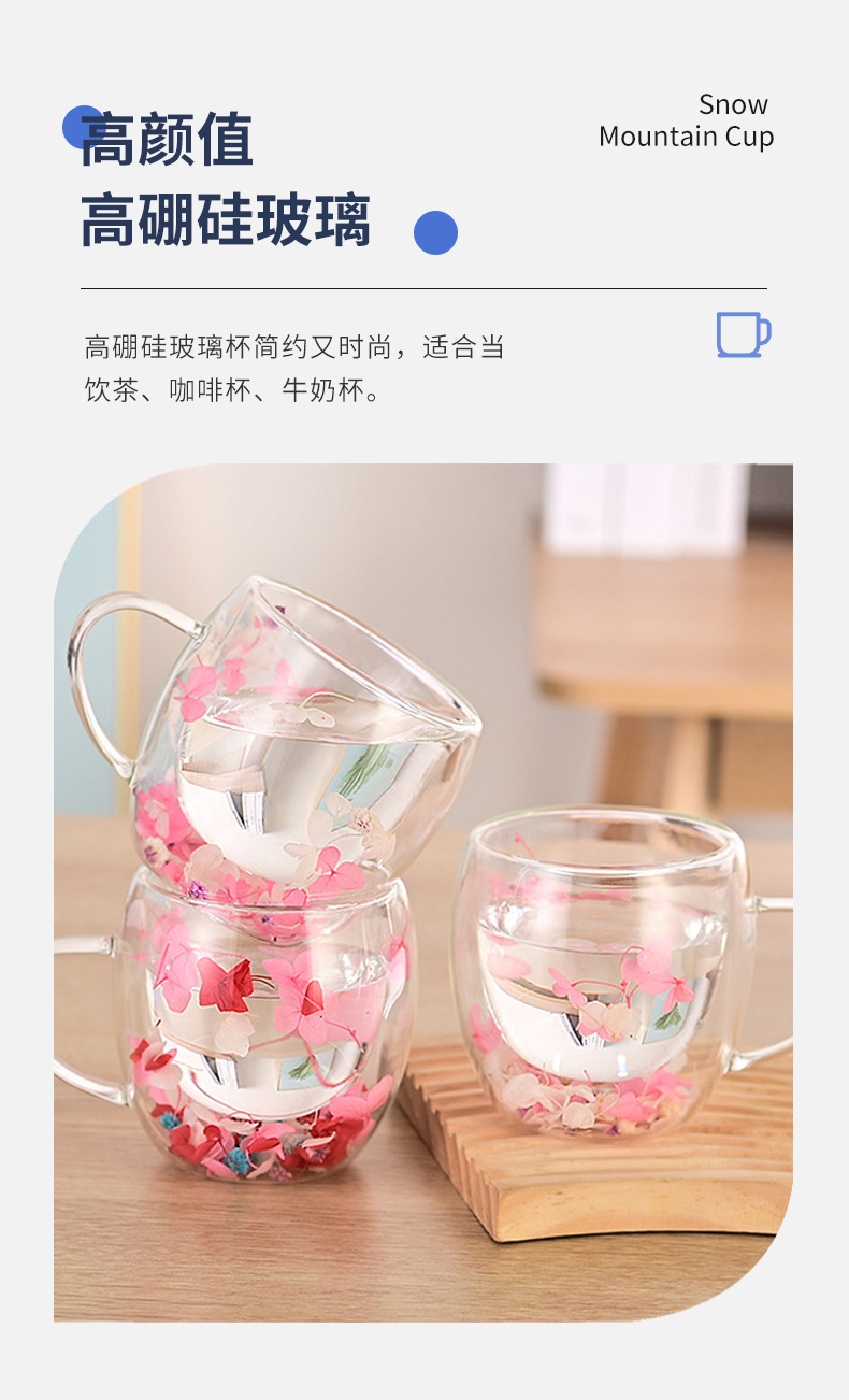 新款双层玻璃杯  高硼硅玻璃高颜值多款式玻璃杯牛奶咖啡饮料杯详情5