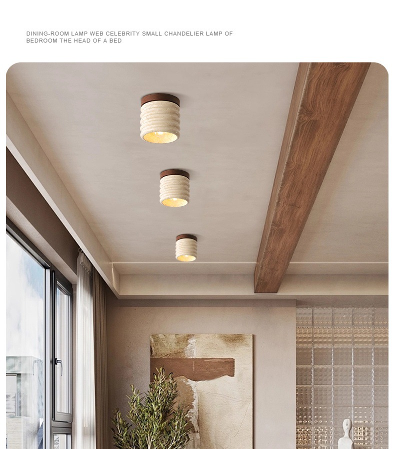 Japanese-style wabi-sabi ceiling lamp, yellow cave stone designer, retro and creative, entrance corridor, passageway, foyer, balcony small lamp pic 14