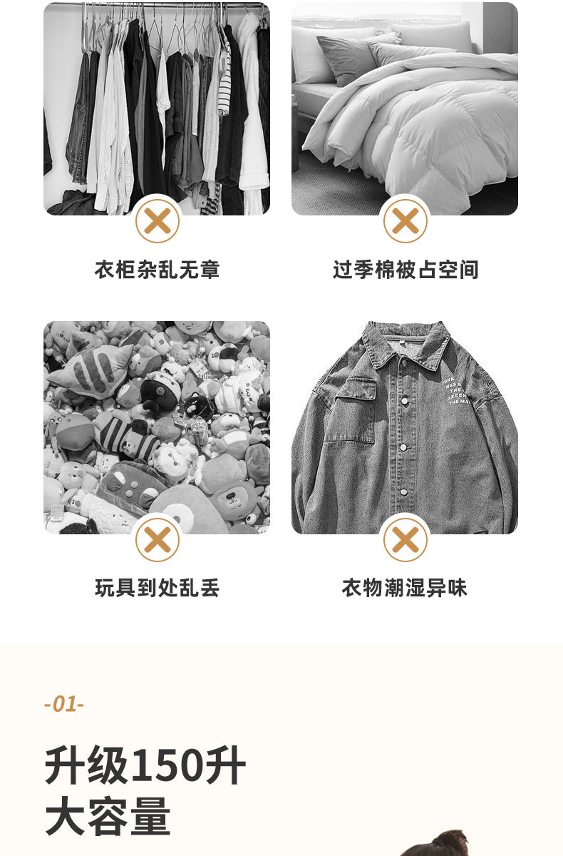新款无纺布卡通小花衣物收纳袋被子家用收纳袋衣服收纳搬家整理袋详情6