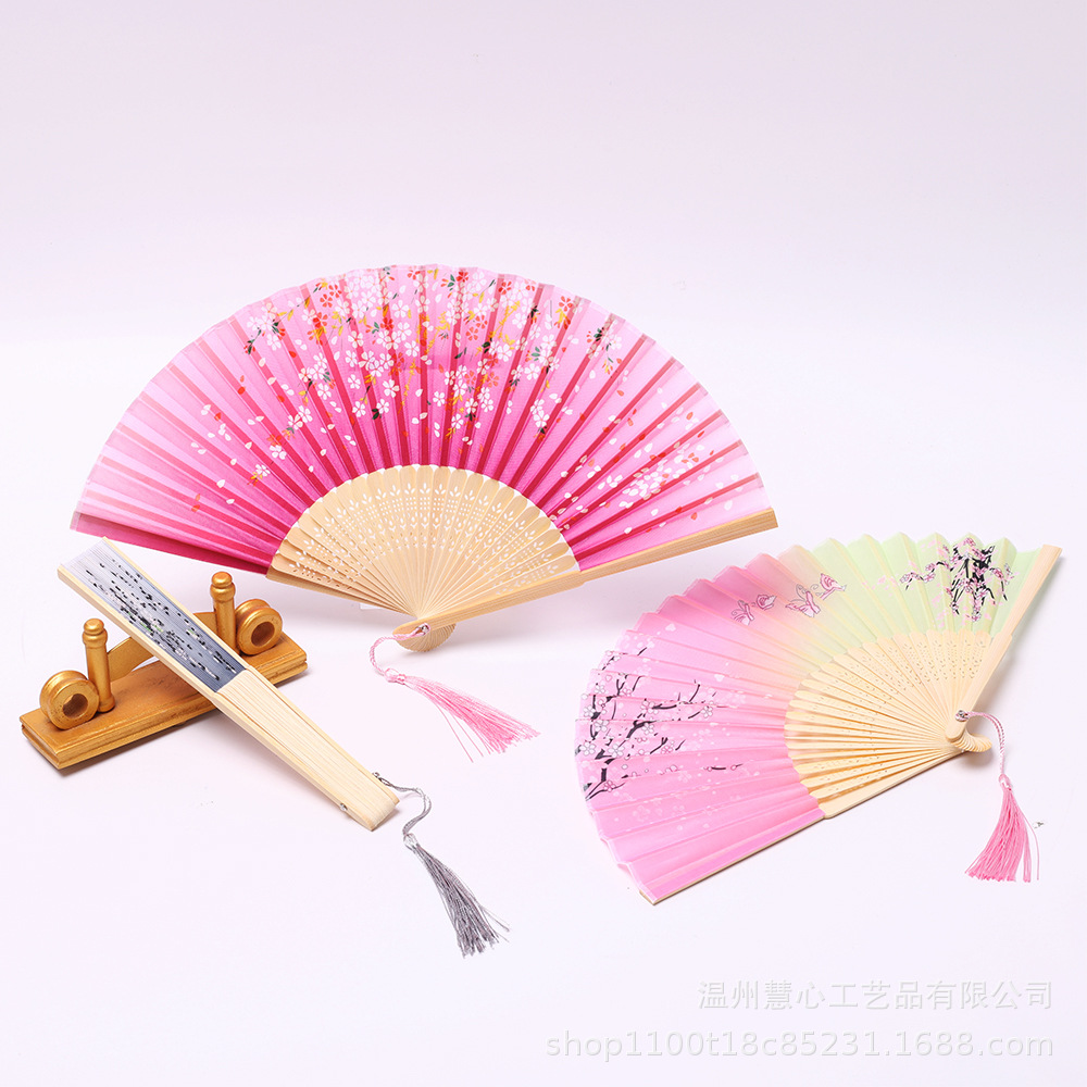 扇子中国风一笑扇 日式折扇古典舞蹈旗袍扇粉色少女桃花扇古装梅详情2