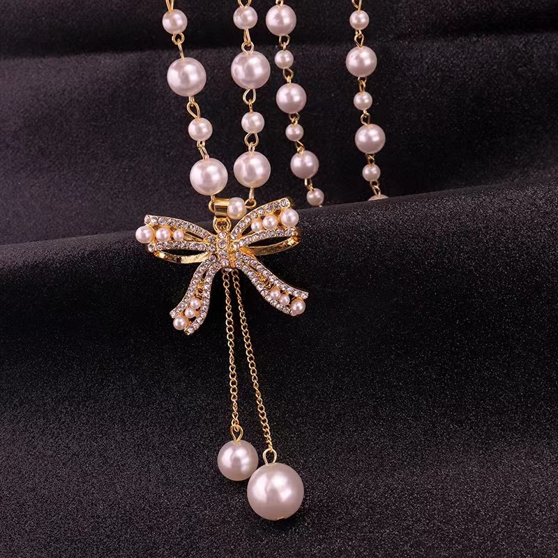 轻奢合金小香风珍珠项链长毛衣链女高级感时尚百搭装饰品配饰挂件详情18