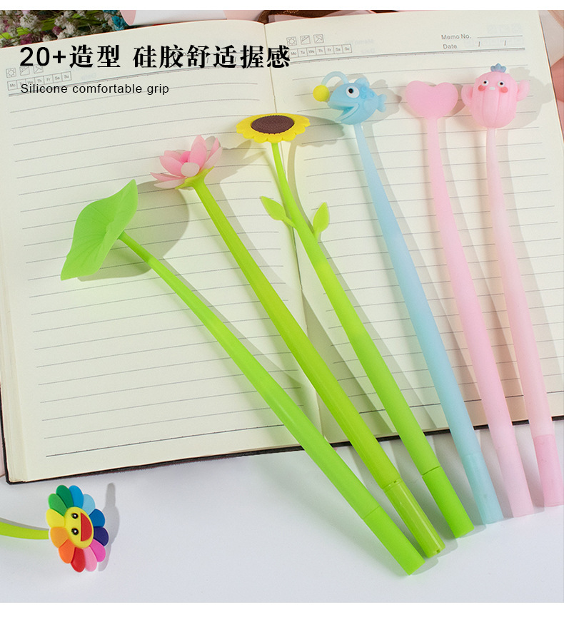 Creative sunflower silicone gel pen, swinging cute, stress-relieving gel pen, student stationery, swinging for stress relief, exquisite pic 6