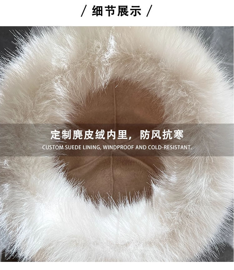 跨境毛绒新款蒙古帽子秋冬防寒保暖加厚盆帽冬季护耳狐狸毛渔夫帽详情5