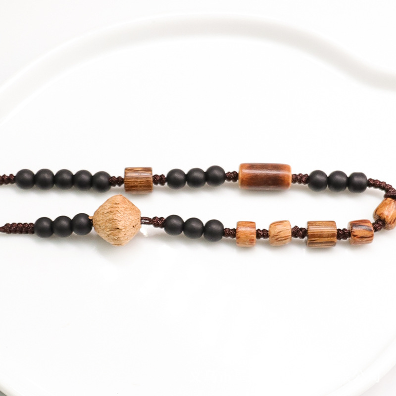 古风流苏白玉菩提项链鸡翅木磨砂挂链长款男女毛衣链饰品配饰挂件详情13