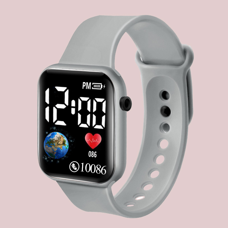 跨境爆款方块地球形LED电子表单孔表带简约时尚手表实力直供详情14