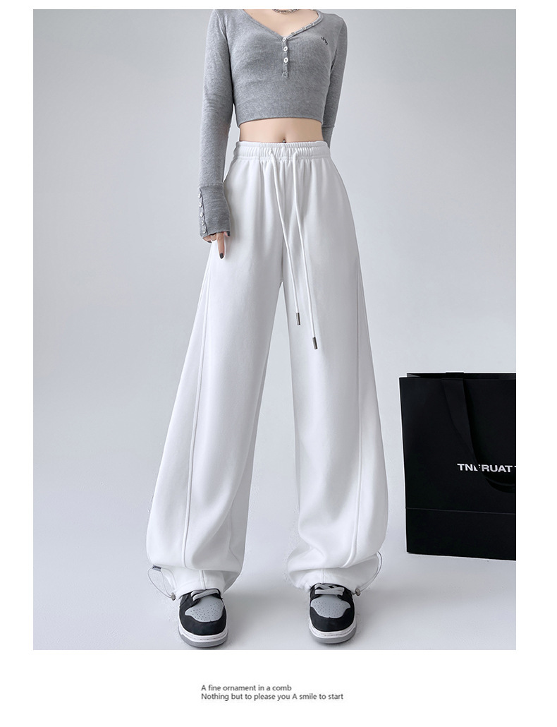 加绒运动裤子女秋冬2025新款休闲阔腿灰色爵士舞香蕉镰刀弯刀卫裤详情23
