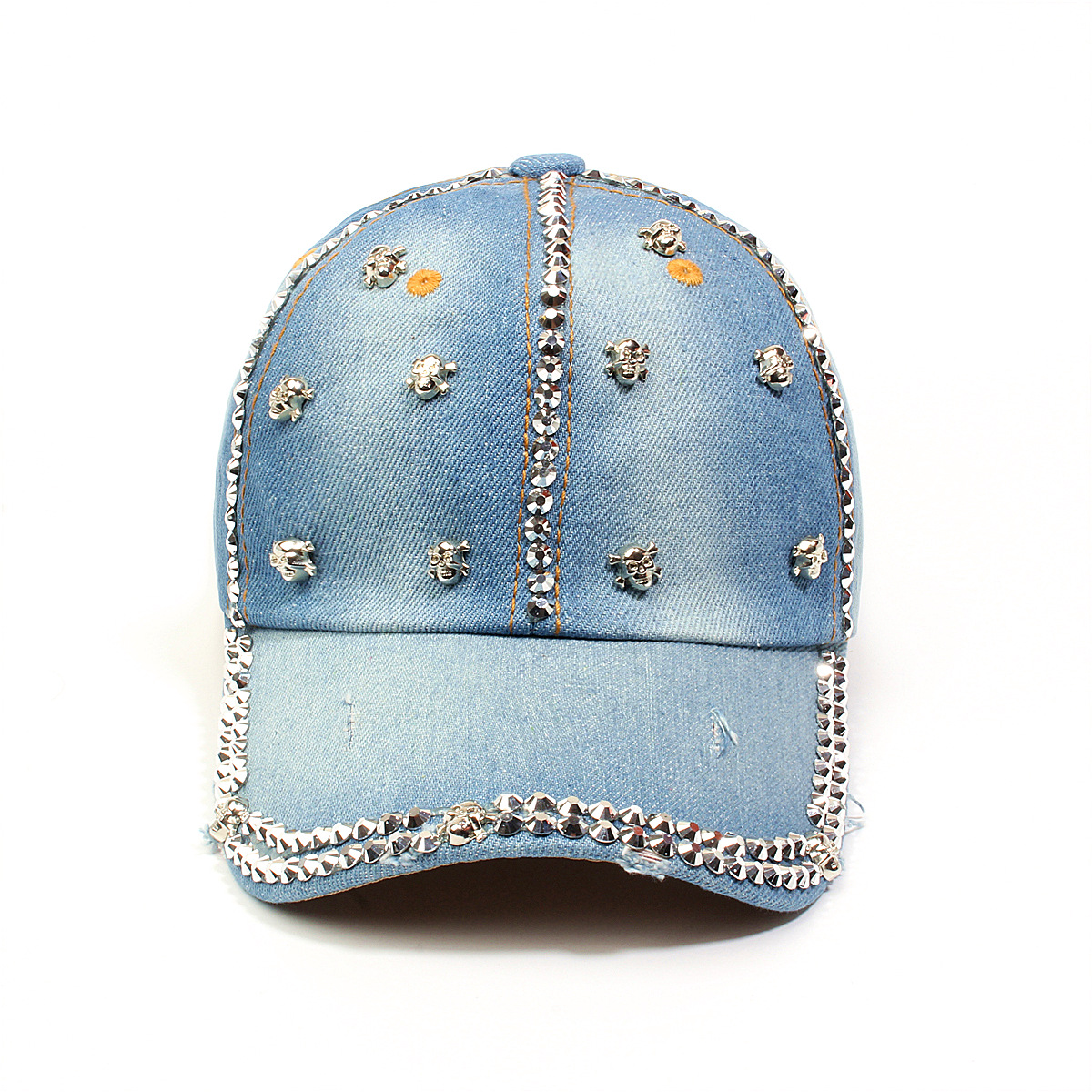 跨境外贸新款牛仔布女镶钻欧美国休闲成人棒球帽时尚洋气鸭舌帽子详情23