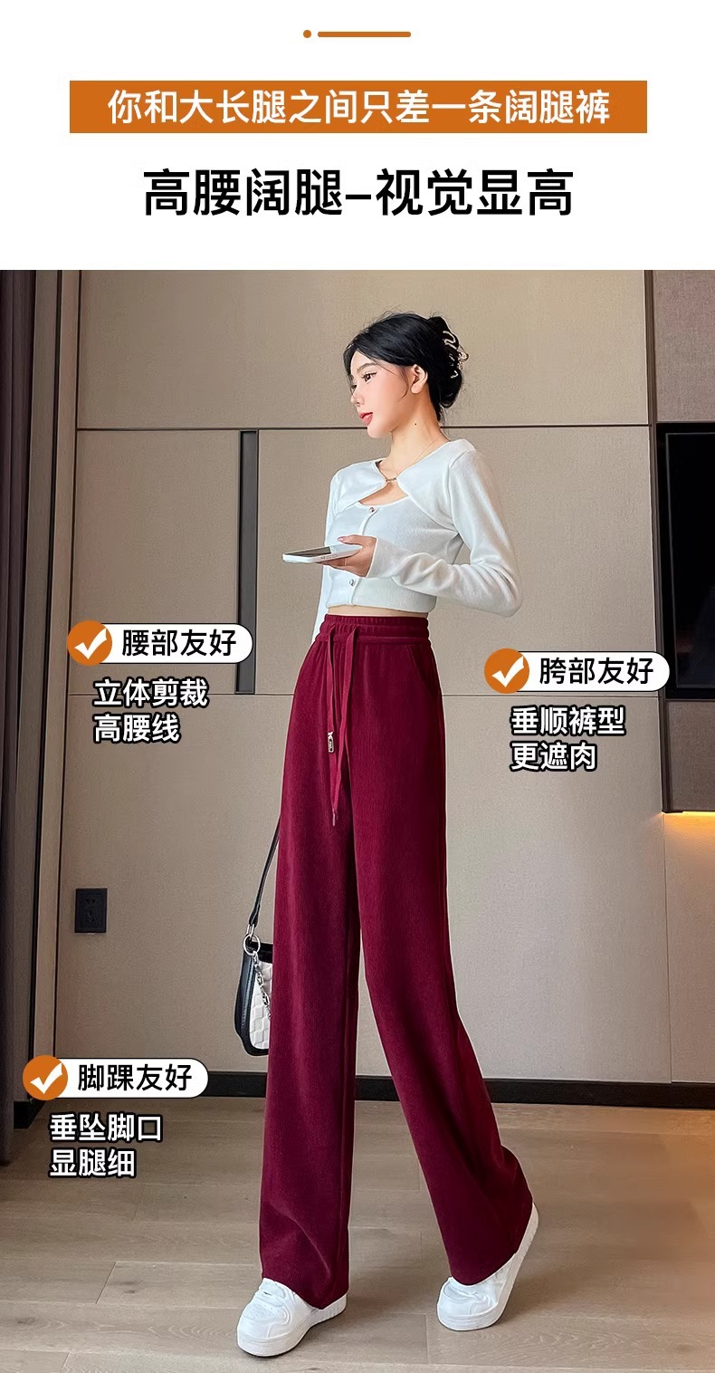 窄版阔腿裤子女2024春季新款高腰显瘦直筒裤休闲拖地长裤通勤风详情6