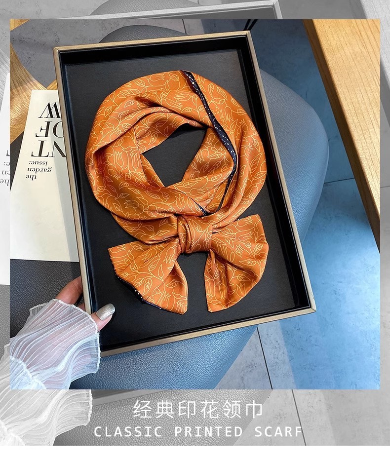 小长条丝巾女新款春秋季围巾细窄韩版时尚洋气西装领巾送客户礼品详情1