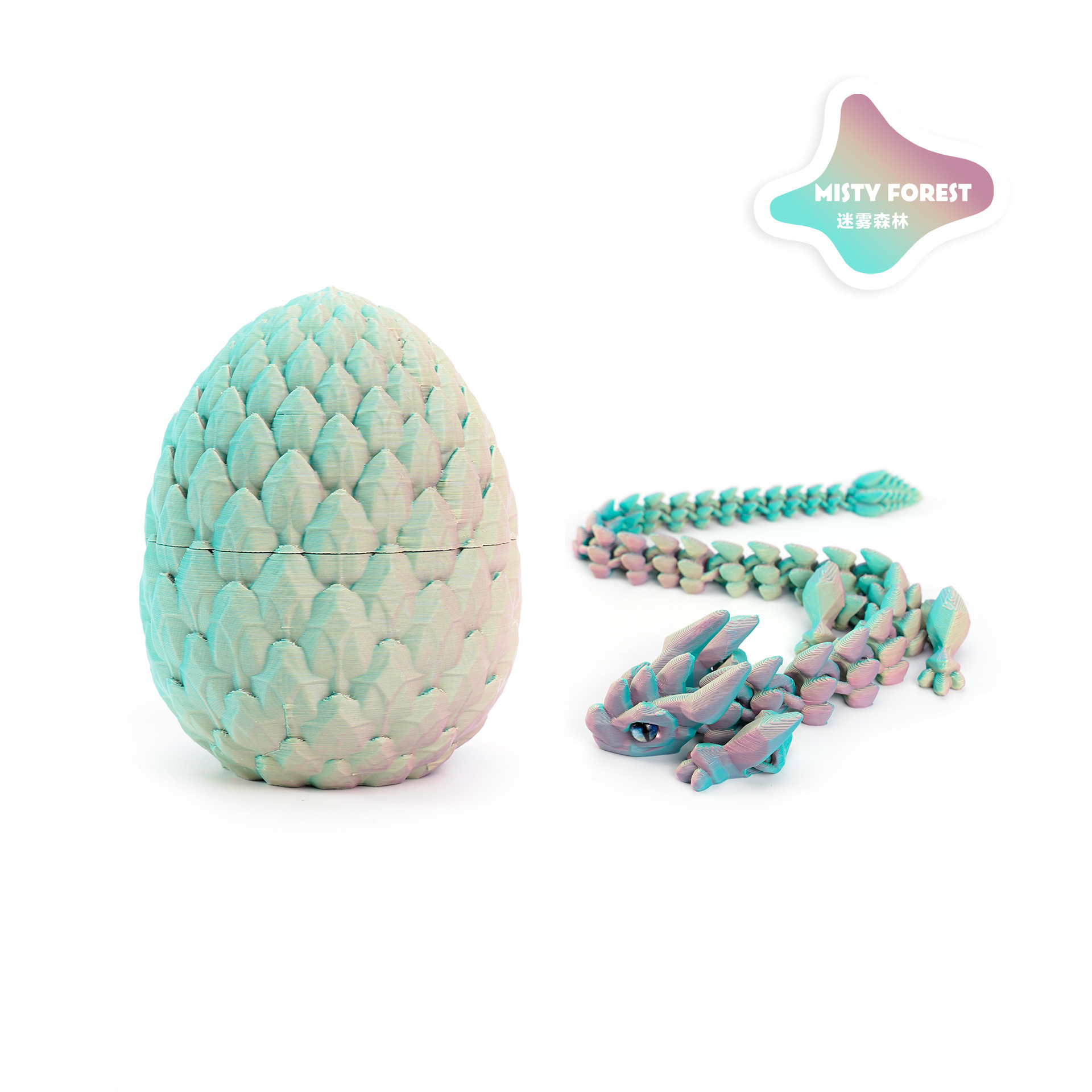 3D打印龙蛋套装水晶角龙手办摆件工艺品潮玩彩色收纳动物创意详情10