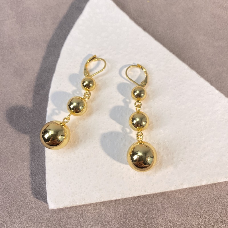 网红博主同款铜球耳环耳钉电镀真金日韩新款女欧美街拍超大耳环女详情5