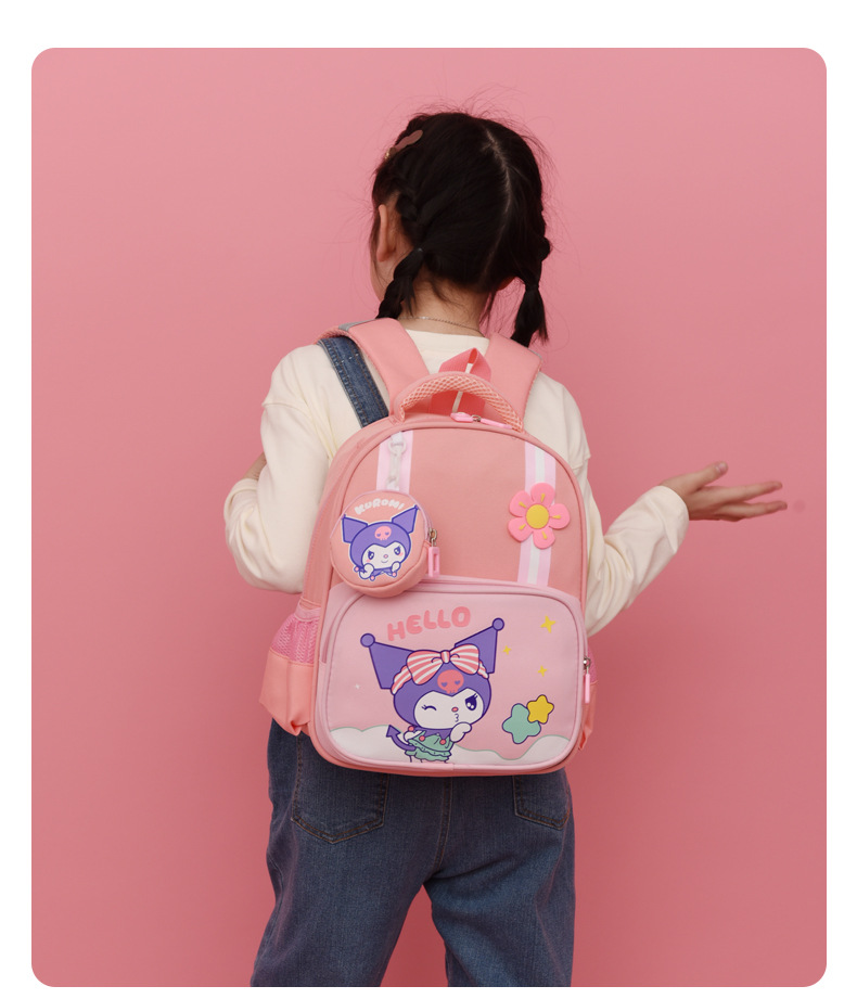 小学生书包卡通库洛米一二年级萌娃双肩背包耐脏护脊减压儿童背包详情31