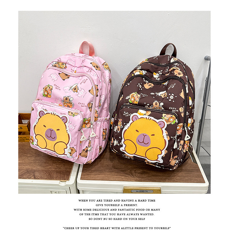 可爱印花卡通大容量卡皮巴拉书包时尚男孩女童学生轻便百搭双肩包详情26