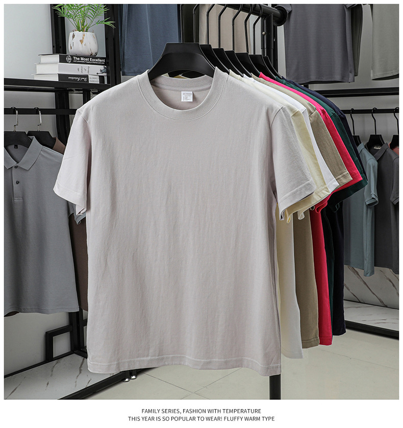 2025夏季新款7A抗菌透气男士短袖t恤14色230克纯棉圆领休闲T恤男详情20