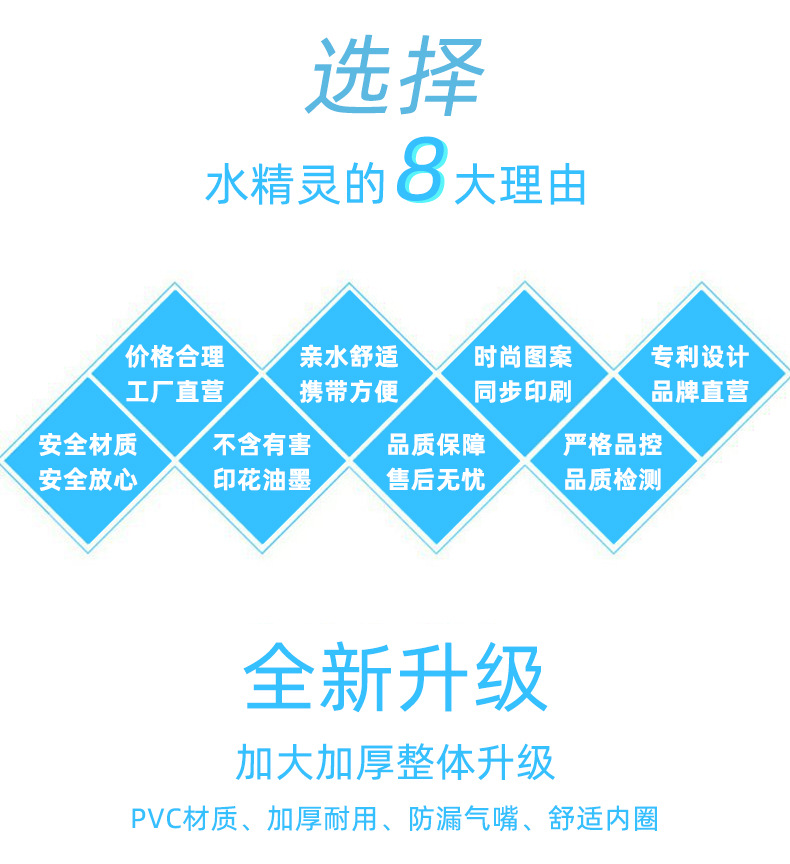 儿童救生衣手臂圈水上充气玩具冲浪板皮划艇浮排浮垫成人游泳圈详情4