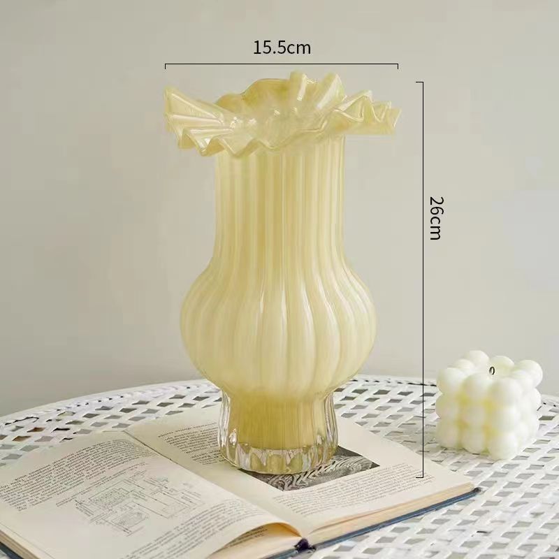 French pleated vase, gentle purple decorative item, living room flower arrangement, high-end feel, vintage Fenton flower vase, relocation gift pic 6