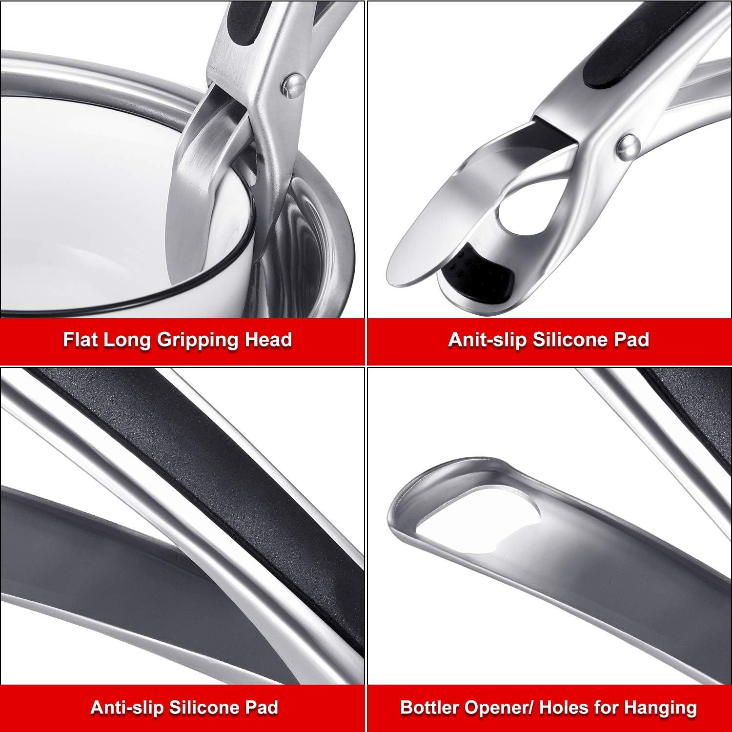 Stainless steel anti-scald tongs, plate and dish pickers, silicone Taishan tongs, kitchen tools, food tongs, anti-slip bowl tongs pic 2