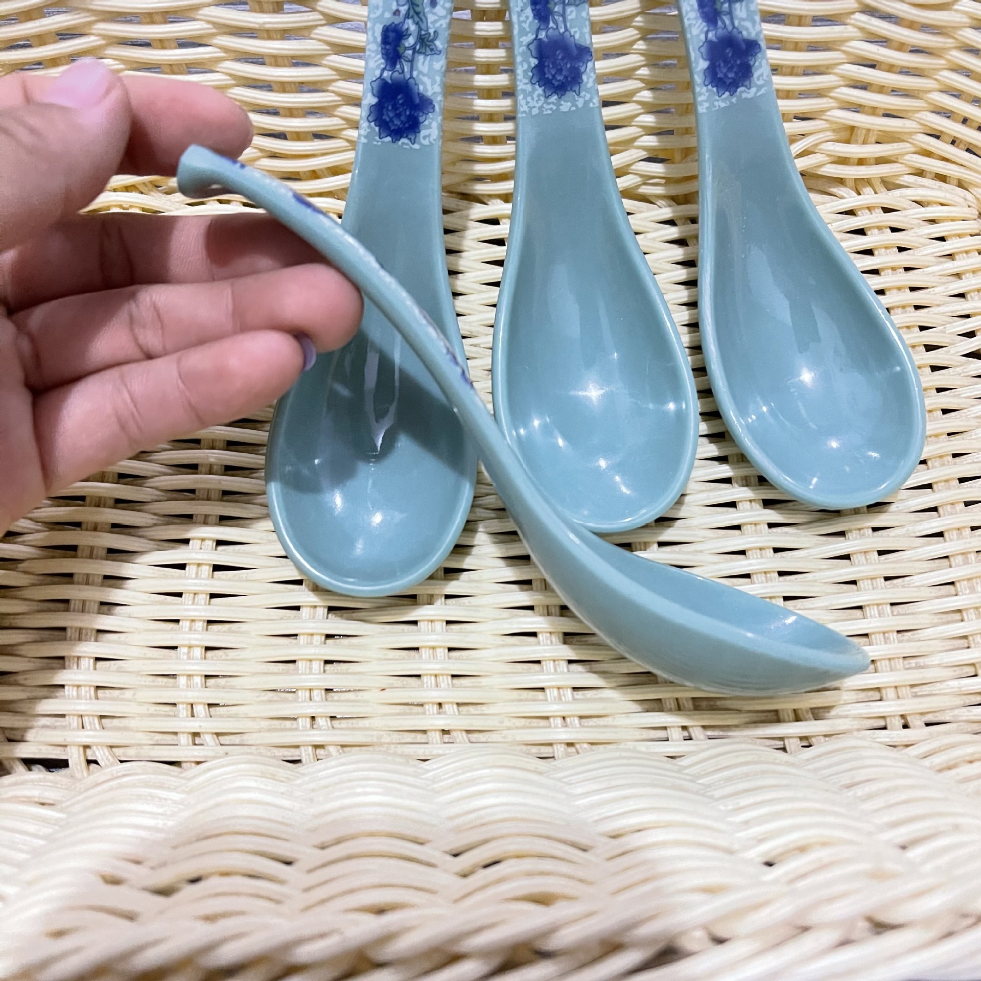 【 Zone 3-10 】8840 blue and white porcelain spoons 200/ box 1200/ case 8840 porcelain small spoons, rice spoons, fast food restaurant spoons, rice noodle and hot pot spoons, short-handled spoons, wholesale supply pic 3