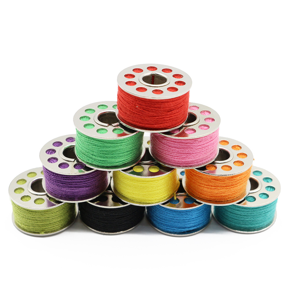 厂家批发家用缝纫机梭芯彩色绕线梭心25/36格梭心套装彩色缝纫线详情18