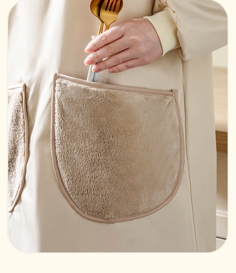 新款厨房家用防水可防油可擦手个性长袖袖罩衣围裙上班围腰工作服详情8