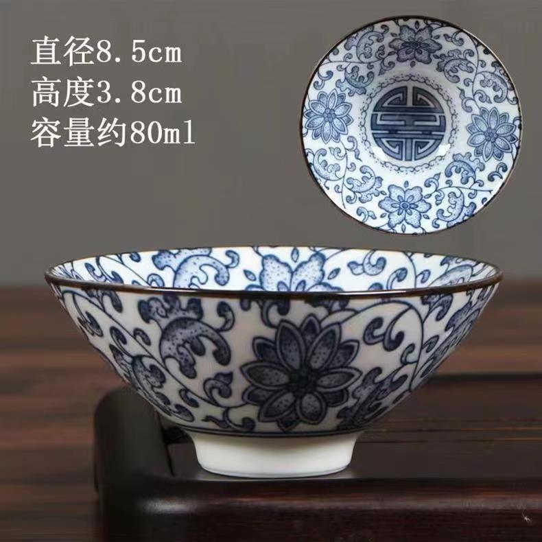 复古青花瓷家用主人杯斗笠杯陶瓷小茶杯茶盏套装中式手绘陶瓷单杯详情11