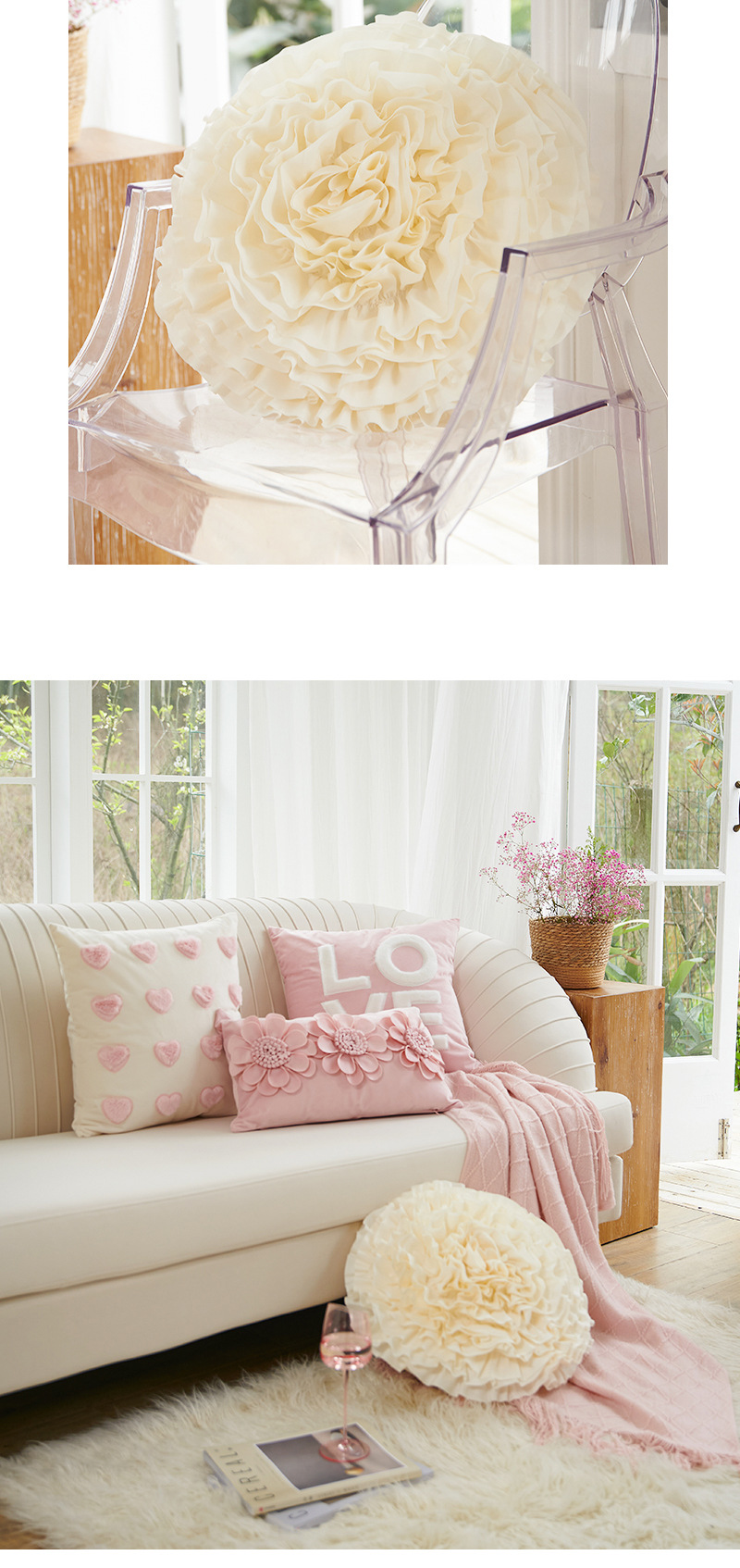 Wholesale of modern Ins-style pink girlish throw pillows, Nordic short plush cushions, sofa headrests and pillowcases pic 12