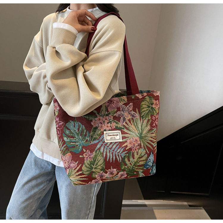 大容量国潮风帆布包包女2025新款通勤托特包女ins大学生上课单肩包详情32