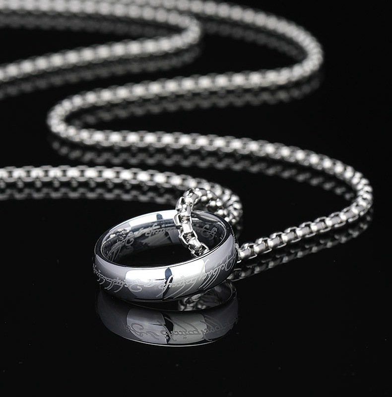 European and American popular and versatile sweater chains, pearl chains, ring king stainless steel necklaces, ring pendants, Amazon accessories pic 3