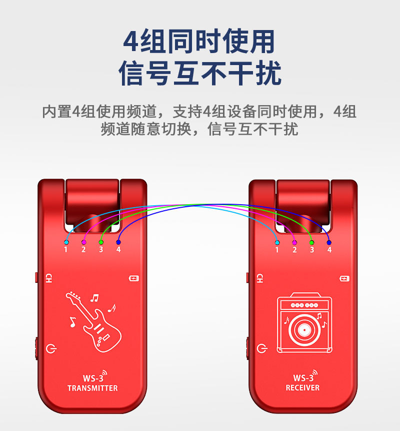UHF无线音频发射接收器电吉他钢琴吹管架子鼓电子乐器配件收发器详情6
