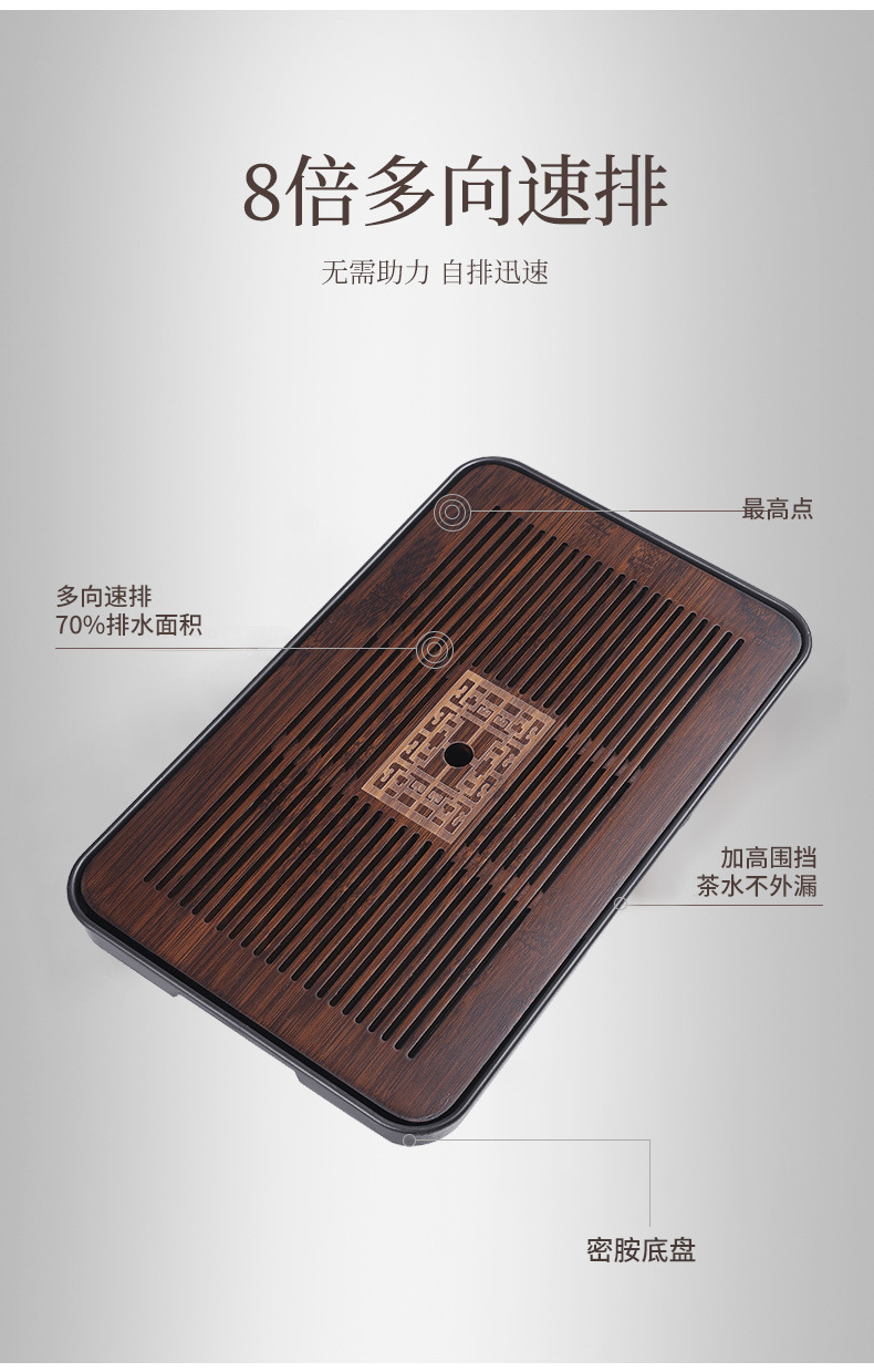 批发密胺茶盘多功能竹制茶台茶托盘带滤水干泡盘小茶盘一件起批详情15