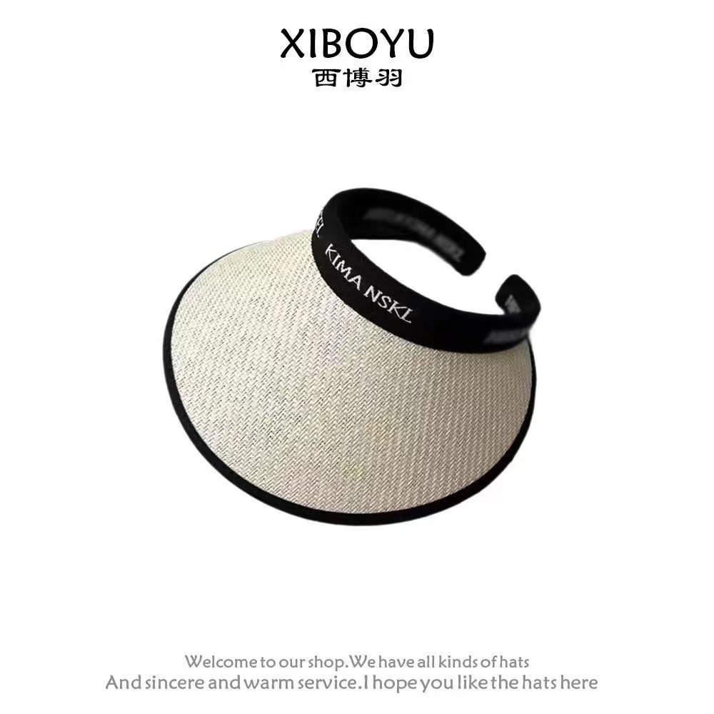 Lafite grass sunshade and sun protection hat, hollow straw hat, summer outing Korean-style straw woven striped versatile UV protection for women pic 7
