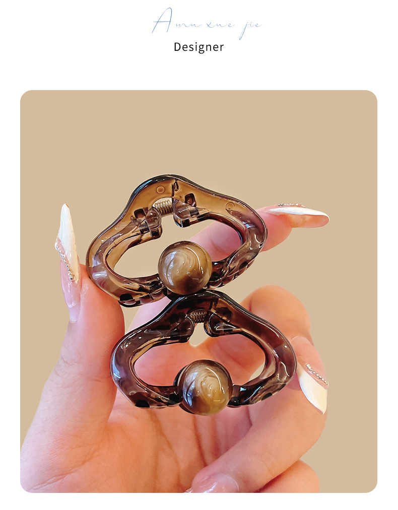 琥珀色云朵小抓夹半扎发发夹边夹侧边迷你刘海夹公主头小夹子头饰详情2