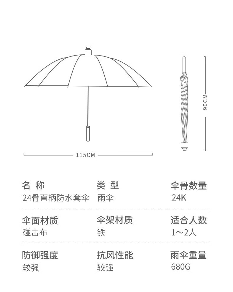 24骨雨伞长柄伞大号直杆伞复古礼品印字广告伞商务男士雨伞详情60