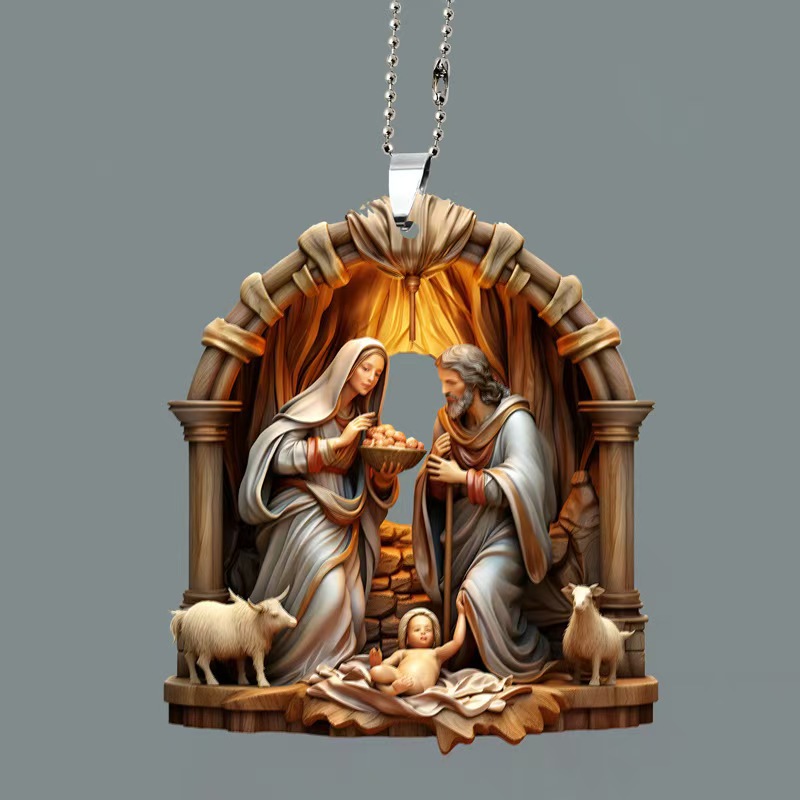 Christmas cross-border best-selling gifts: Acrylic decorative pendants, car interior rearview mirrors, home hanging items, Jesus pic 15