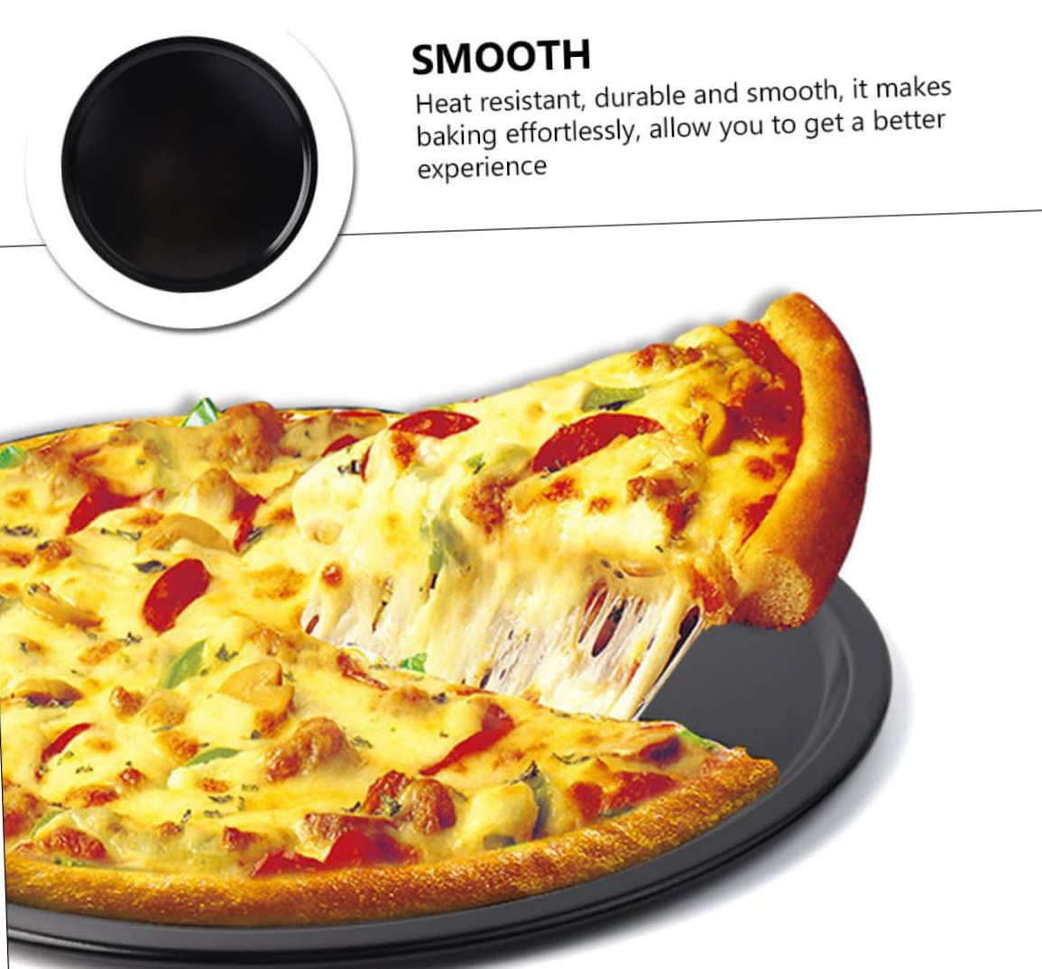 FCM披萨盘不粘烤盘黑色碳钢烤盘比萨模具烘焙工具圆形PIZZA盘详情5