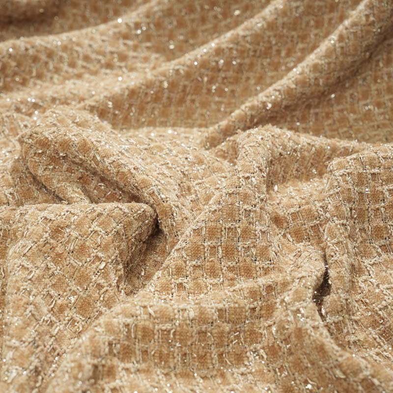 Mokashi checkered chanty fabric, brown tweed fabric for autumn and winter suits, hats, bags and accessories pic 8