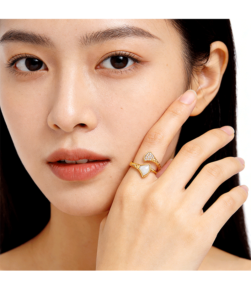 Hyacinth high-end fan-shaped shell ring for women, 2026 new trendy ring, fashionable, light luxury, elegant and high-end open ring pic 6